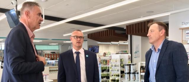 David Clark visiting Anglesea Pharmacy