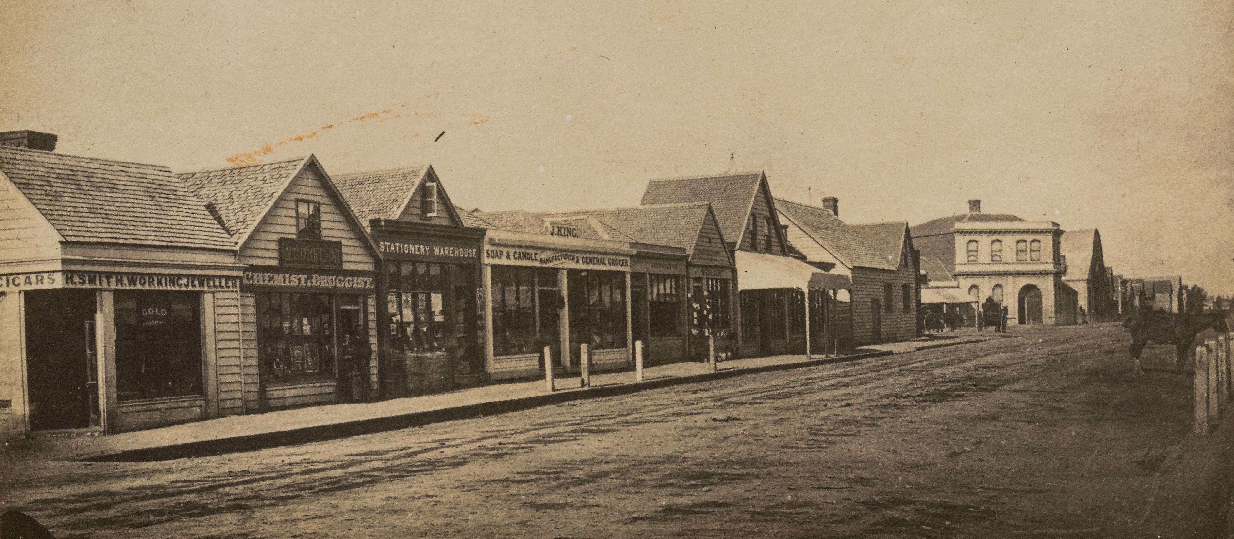 Christchurch Cashel Street_1868 Credit: Canterbury Museum