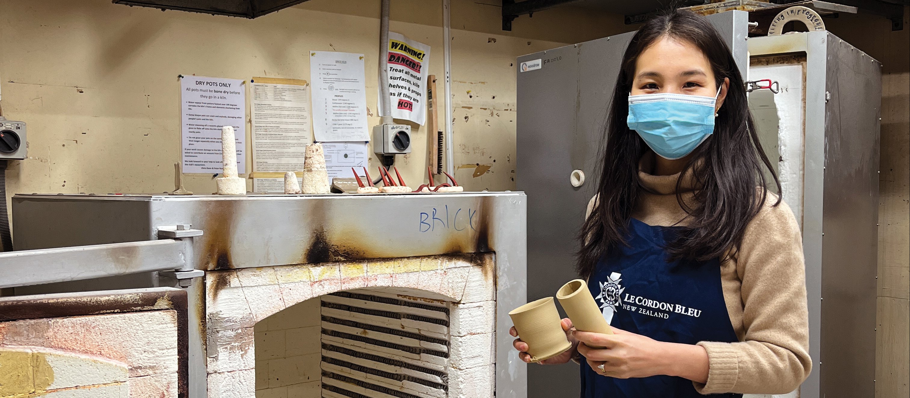 Pharmacist Angela Liu crafting pottery