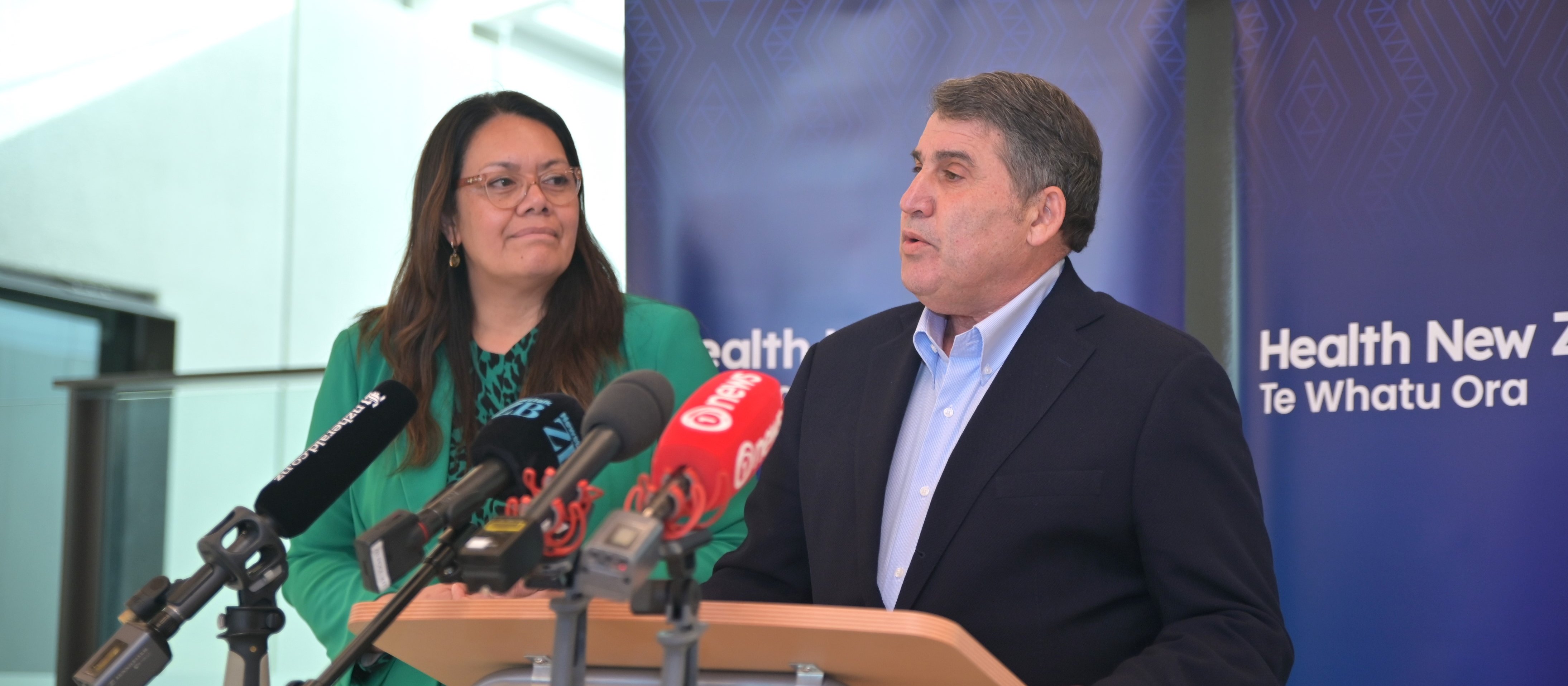 Te Whatu Ora - Health NZ chief executive Margie Apa and commissioner Lester Levy at Tuesday’s press conference