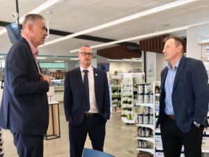 David Clark visiting Anglesea Pharmacy