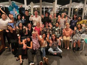 The Guthries pharmacy teams farewell Jean Archbold (centre) at Half Moon Bay Marina