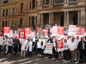 Australian pharmacists protesting a