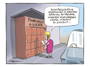 Pharmacy e locker cartoon - Rod Emmerson