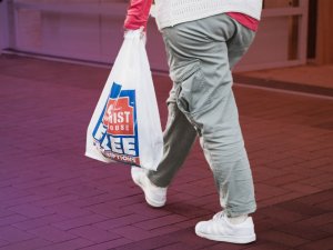 Chemist warehouse plastic bag with gradient background