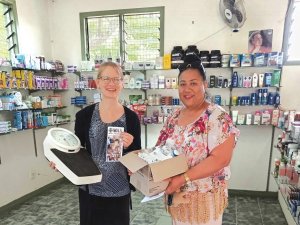 Goods arriving at Village Mission Pharmacy in Tonga jasmin Dodge