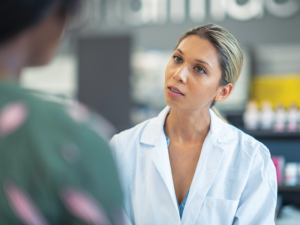 Pharmacist conversation CR istock